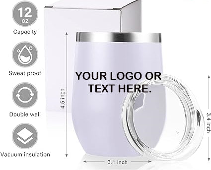 Stainless Steel Wine Tumbler 12oz - Personalize With Your Logo Or Text.