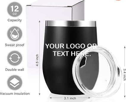 Stainless Steel Wine Tumbler 12oz - Personalize With Your Logo Or Text.