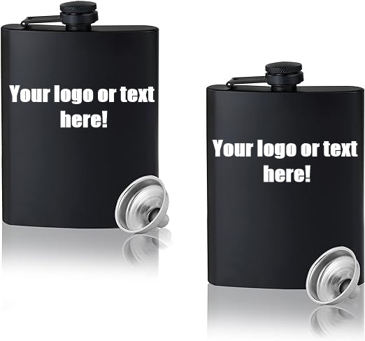 Stainless steel 8 oz hip flask - Custom engraved. (Add your own logo or text)