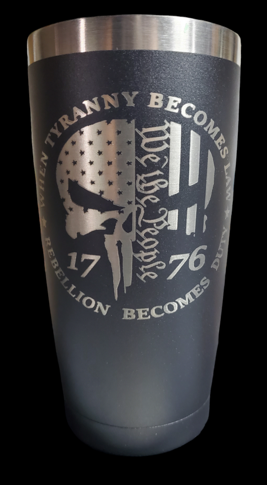 20oz Tumbler Stainless Steel - III Percent - Punisher Skull