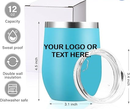 Stainless Steel Wine Tumbler 12oz - Personalize With Your Logo Or Text.