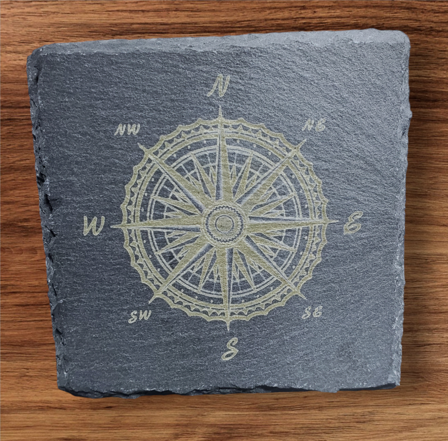 Nautical 4" Laser Engraved Slate Coasters (4-Pack)