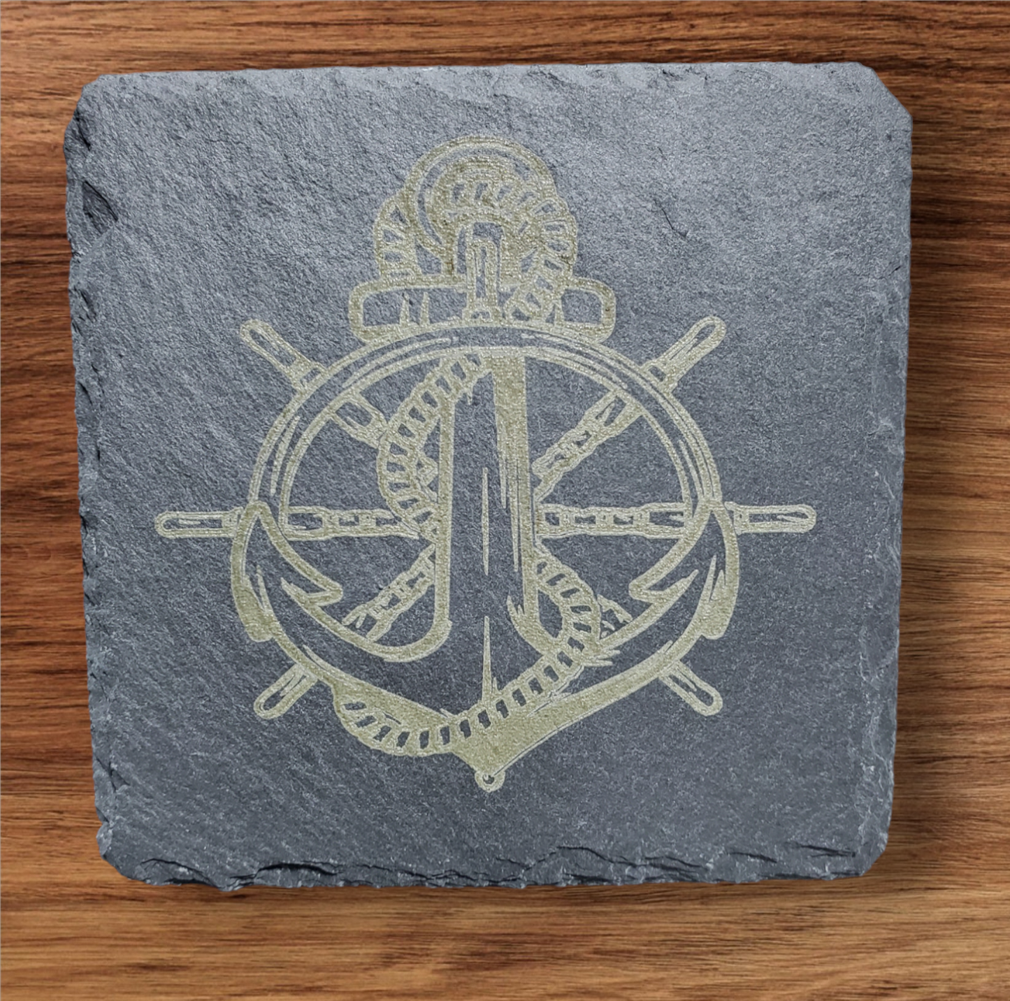 Nautical 4" Laser Engraved Slate Coasters (4-Pack)