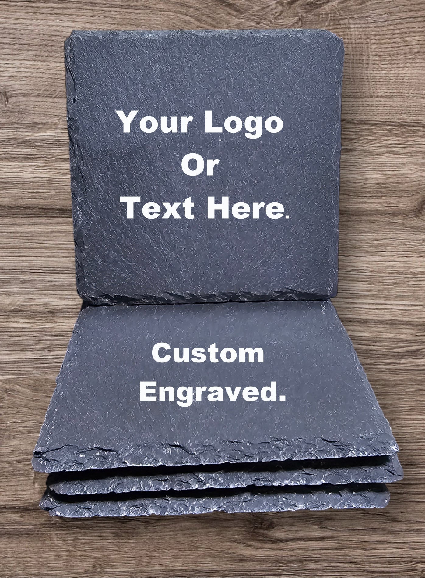 Custom Laser Engraved Slate Coasters (4-Pack)