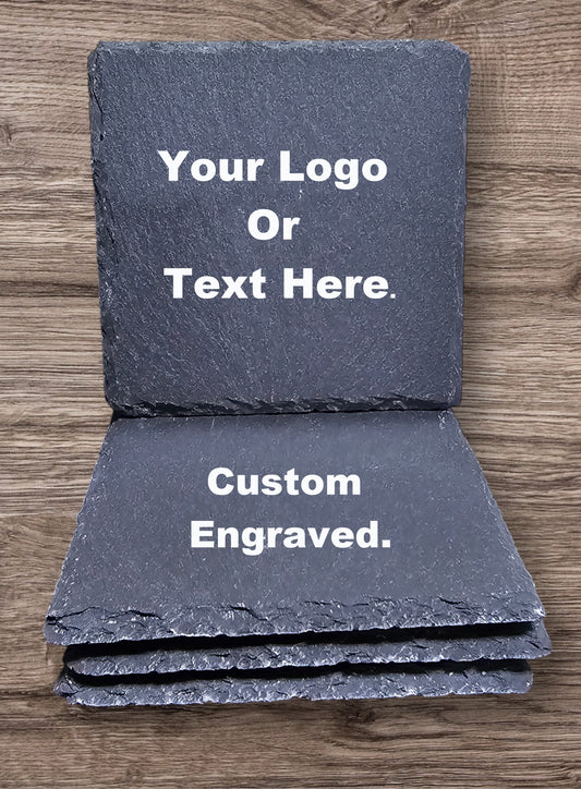 Custom Laser Engraved Slate Coasters (4-Pack)